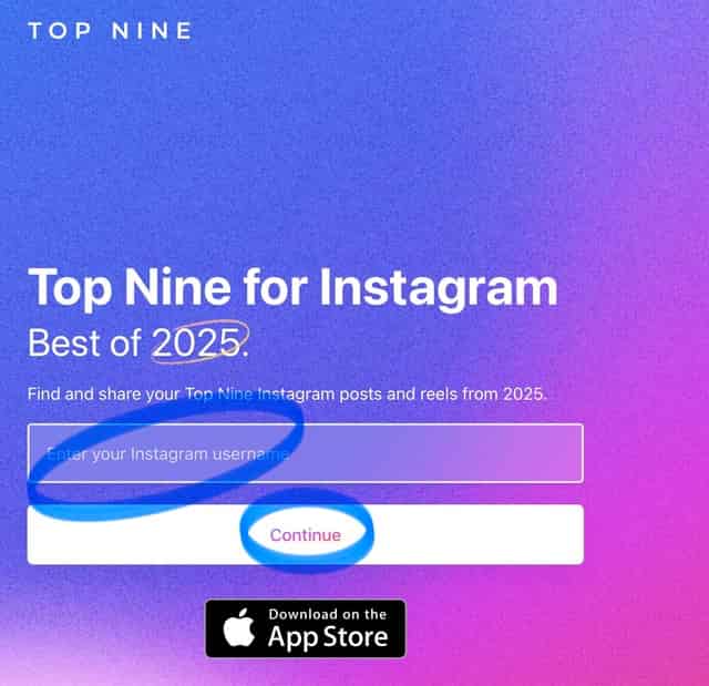 Top nine for InstagramにアカウントIDを入力