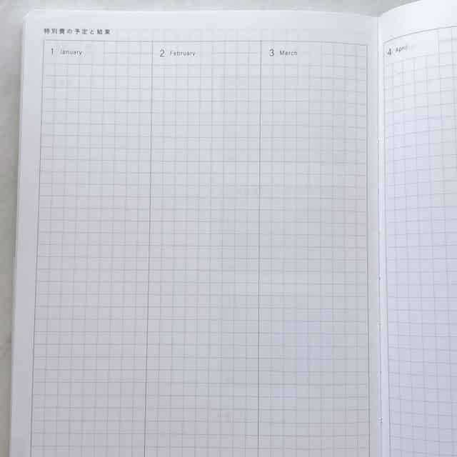 上書き合計の家計簿手帳・特別費ページ