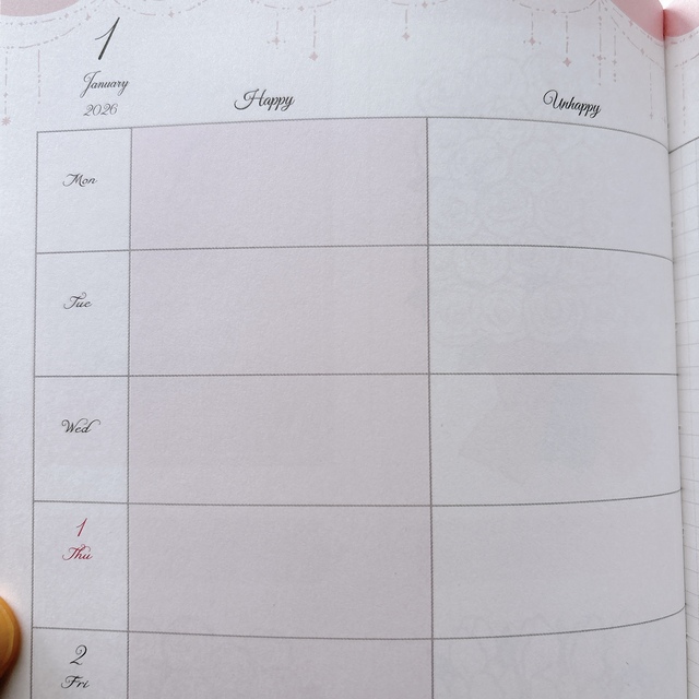 お姫さま手帳ウイークリーページ