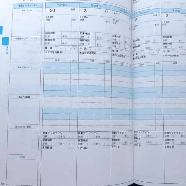 朝活手帳・スッキリリスト