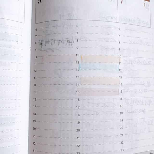 ライフクリエイトダイアリー試し書きの裏側