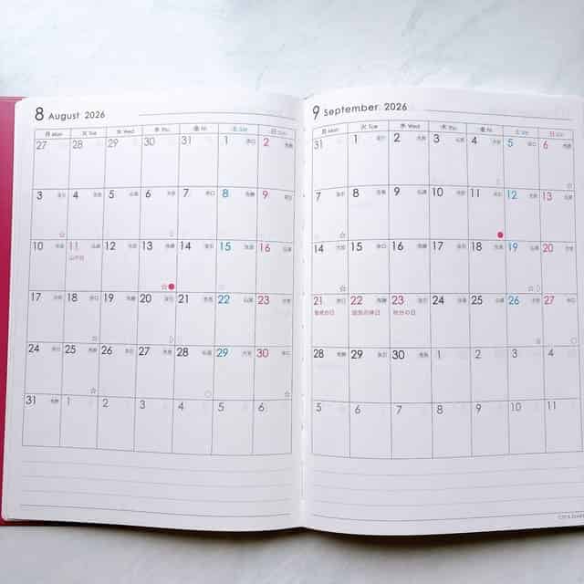 CITTA DIARY・マンスリーページ