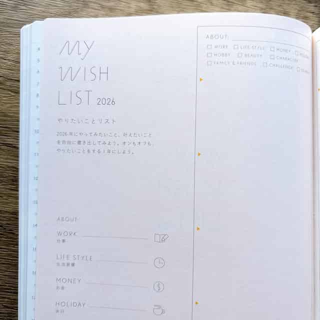 SUNNY手帳ウィッシュリスト
