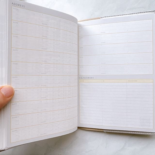 アドレス帳とパスワードリストページ