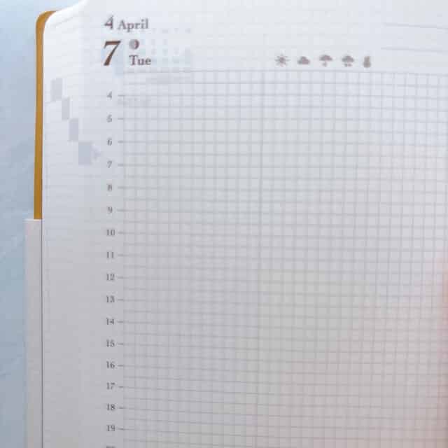 デイリーページの時間軸と天気マーク