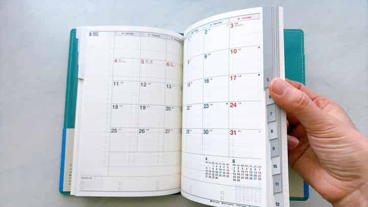 高橋手帳の月別インデックス