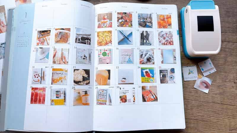 マンスリーページに写真を貼った状態