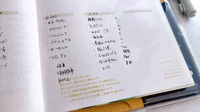 ほぼ日手帳で食事記録