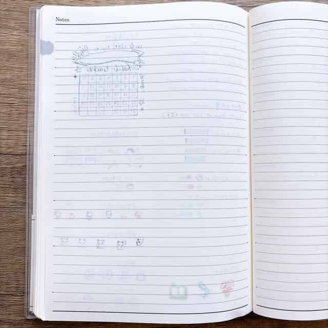 メモリー家計簿・試し書き裏側